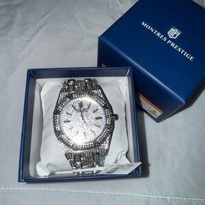 NWT Montres Prestige x Invicta Silver Pave stainless steel Watch MPW-0129